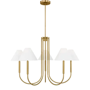 Visual Comfort Studio Porteau 6-Light Large Chandelier in Satin Brass