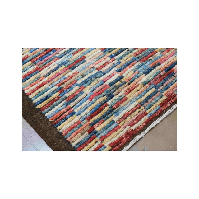 Hand Knotted Multicolor Modern Wool Rug For Sale In Los Angeles - Image 6 of 7