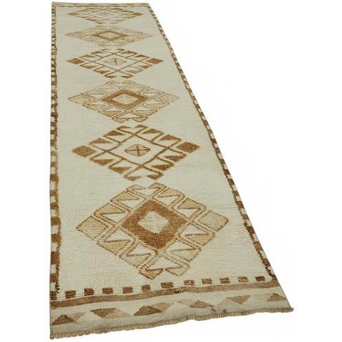 Textile Bohemian Beige Runner Rug For Sale - Image 7 of 7