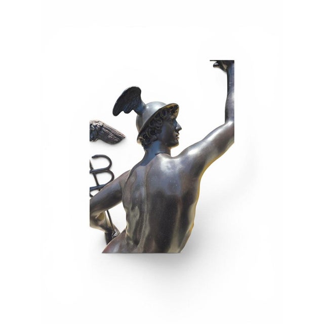 Neapolitan Artist after Giambologna, Large Patinated Figure of Mercury, Bronze For Sale - Image 9 of 11