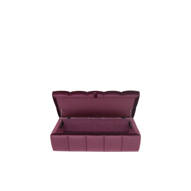 Early 21st Century Tufted Storage Ottoman in Burgundy Velvet by Naula Design For Sale - Image 5 of 7