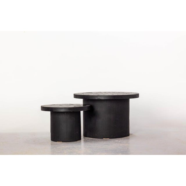 Gigogne Coffee Table in Black Zellige, Morocco, 1960, Set of 2 For Sale - Image 3 of 11