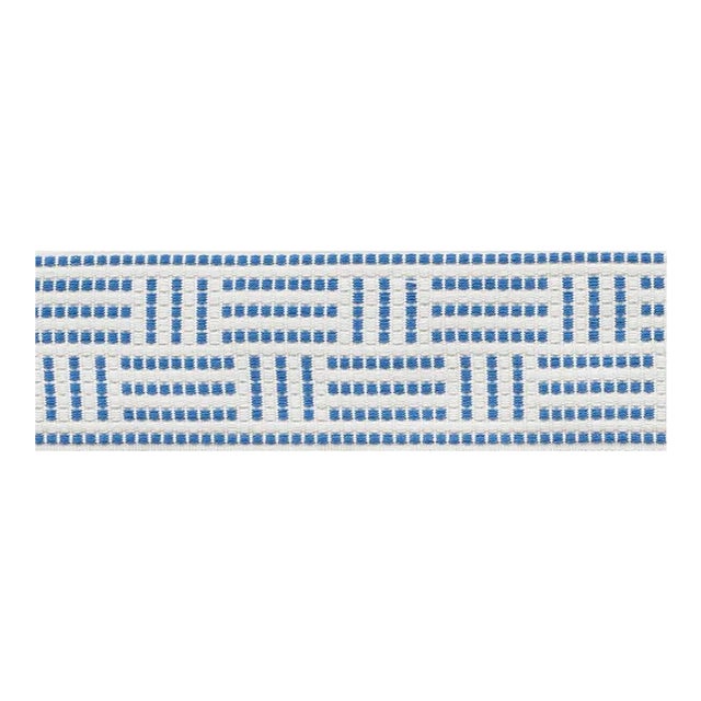 Sample - Schumacher Brickell Tape Indoor & Outdoor in Blue For Sale