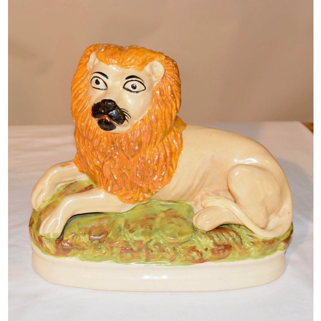 19th Century 19th C Staffordshire Lions - a Pair For Sale - Image 5 of 12