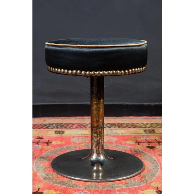 Mid-Century Chrome and Brass Stool For Sale - Image 4 of 12