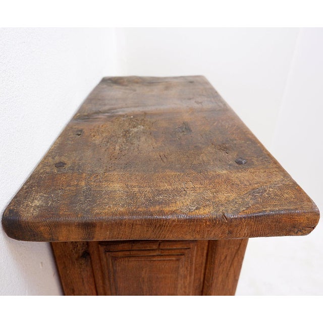 Early 19th Century Rustic Wooden Cabinet with Carved Panel Door and Iron Hardware, Spain For Sale - Image 10 of 17