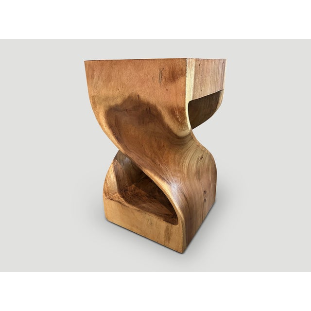 Andrianna Shamaris Sculptural Suar Wood Side Table or Pedestal For Sale - Image 4 of 6