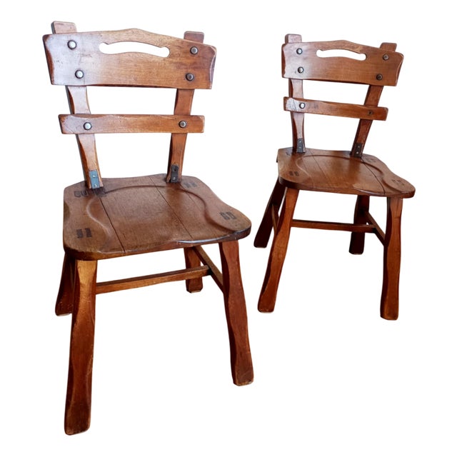 Brutalist Ranch Style Chairs, 1950s, Set of 2 For Sale