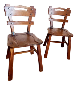 Brutalist Ranch Style Chairs, 1950s, Set of 2