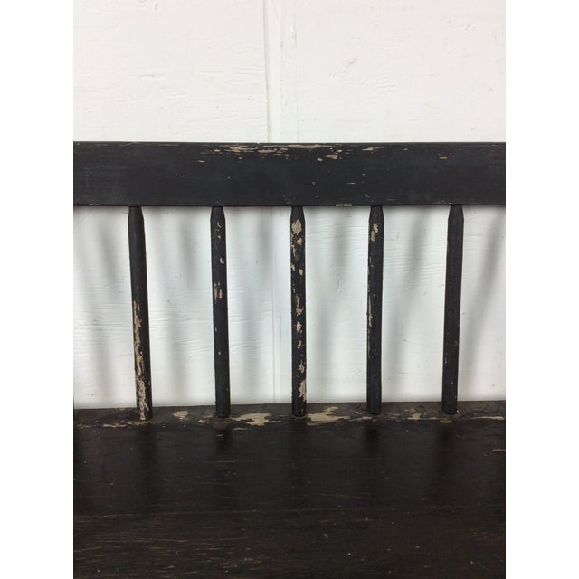 Black Antique Black Painted Deacons Bench For Sale - Image 8 of 18