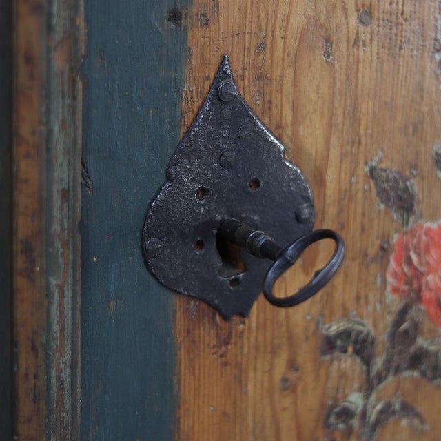 Primitive Farmhouse 18th Century Painted Folk Art Bridal Cabinet For Sale - Image 15 of 18