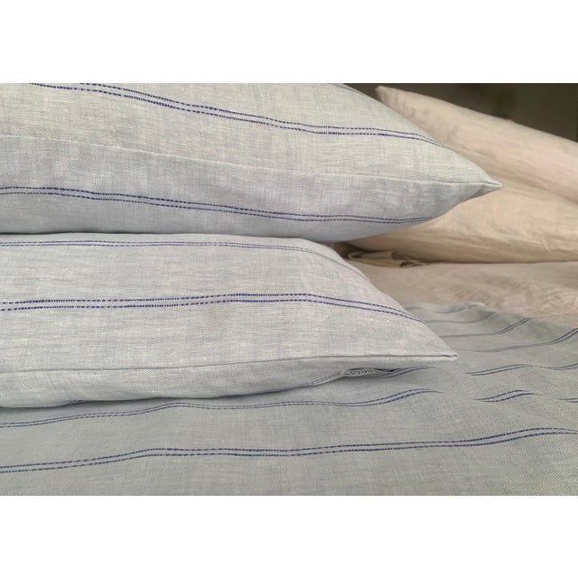 Modern Plum Textiles Powell Powder Blue Linen For Sale - Image 3 of 3
