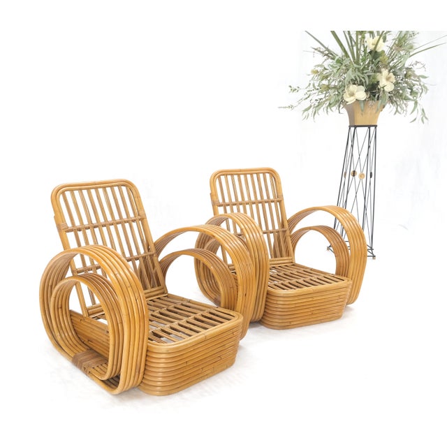 Paul Frankl Rattan Living Room Tank Chair Set MINT! New custom upholstery included in the listing price, buyer to provide...