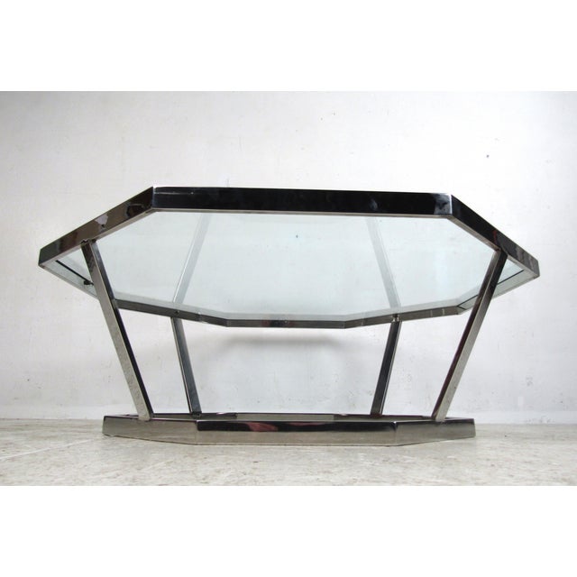 Mid 20th Century Mid-Century Modern Octagonal Chrome and Glass Coffee Table For Sale - Image 5 of 10