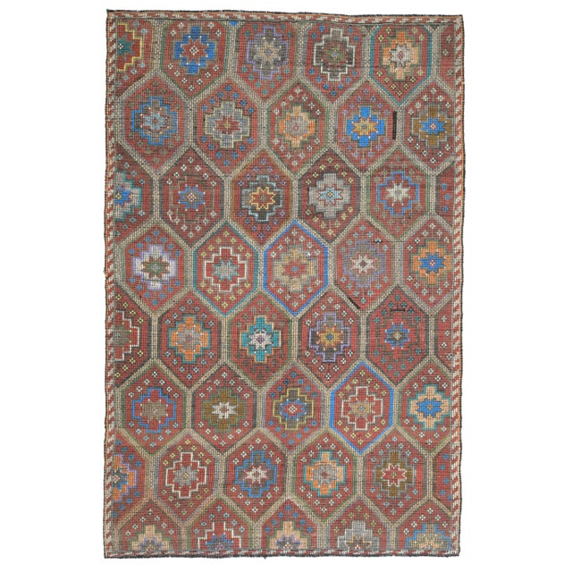 1970s Vintage Turkish Oushak Handmade Wool Cotton Red Area Rug For Sale - Image 12 of 12