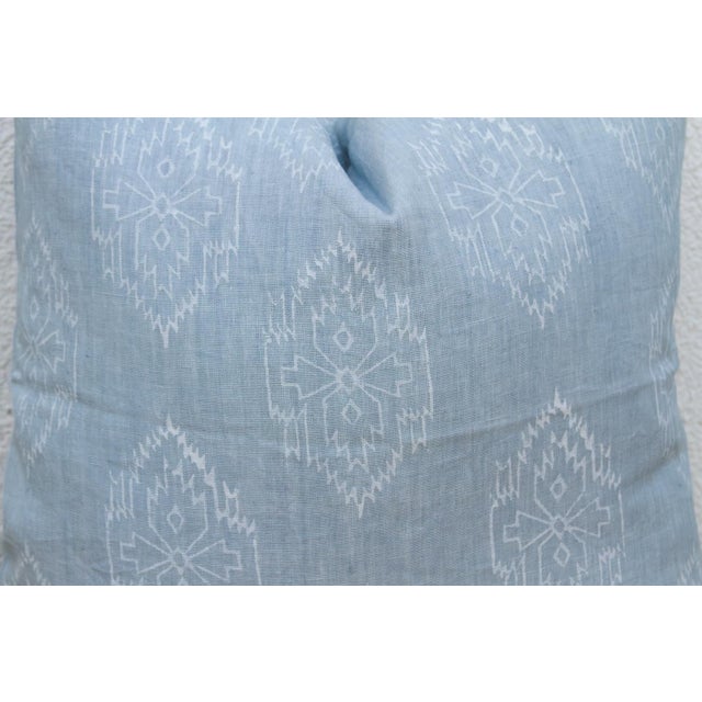 Powder Blue Jaipur Blockprint Linen Pillow Cover For Sale - Image 4 of 7
