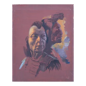 Native American Portrait, Jalal Gharbi Oil on Canvas Painting