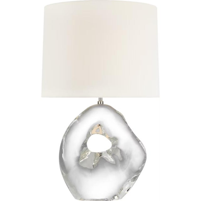 Modern AERIN by Visual Comfort Signature Adria 25" Cordless Table Lamp in Crystal with Linen Shade For Sale - Image 3 of 3