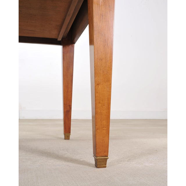 Midcentury French Palladian Fruitwood Library Table Desk 7 Ft For Sale - Image 16 of 18