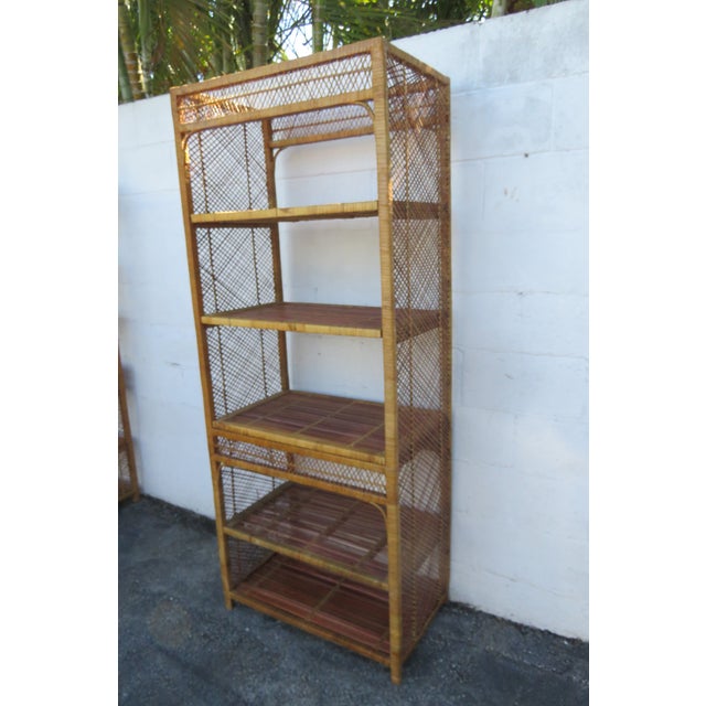 Late 20th Century Bamboo Wicker Rattan Display Shelving Unit Etagere 6161 For Sale - Image 9 of 11