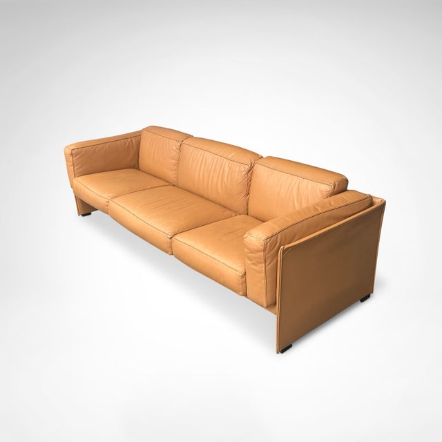 Duc Camel Leather Three-Seater Sofa by Mario Bellini for Cassina, 1990s For Sale - Image 10 of 10