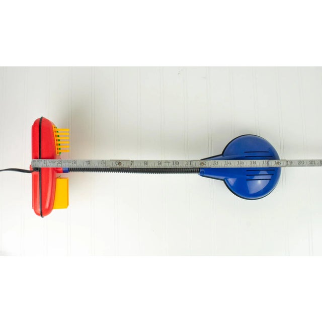 Vintage 1980's Rabbit Tanaka Gooseneck Memphis Desk Lamp & Organizer, Red & Blue For Sale - Image 12 of 12