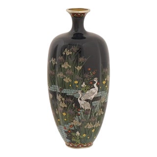Japanese Cloisonne Enamel Silver Wire Vase Attributed to Hayashi Kodenji For Sale