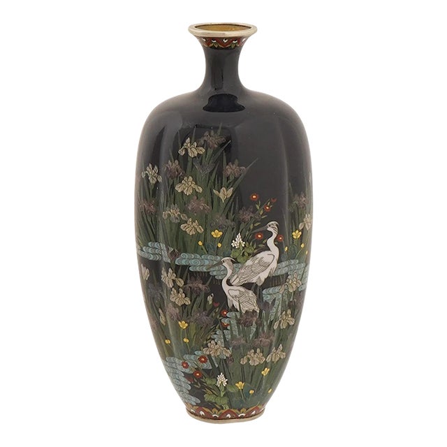 Japanese Cloisonne Enamel Silver Wire Vase Attributed to Hayashi Kodenji For Sale