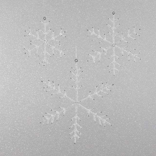 Contemporary Beaded Snowflake Ornaments, Set of 12, White, 6" For Sale - Image 3 of 3