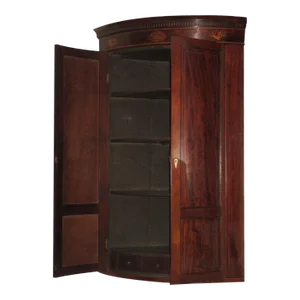 18th Century English Mahogany Bowfront Hanging Corner Cupboard