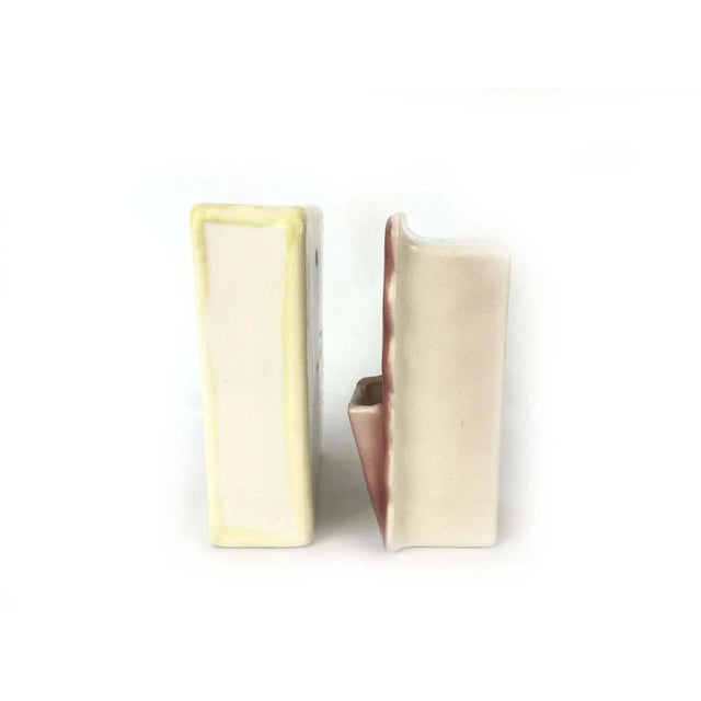 Green Wall Pockets Ca: 1940's Ceramic Block Pottery California Hand Painted Flowers For Sale - Image 8 of 9