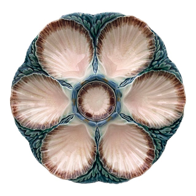 Majolica Oyster Plate Sarreguemines, Circa 1870 For Sale