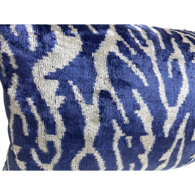 2000 - 2009 Velvet Silk Lumbar Pillow Cover With Ikat Design For Sale - Image 5 of 10