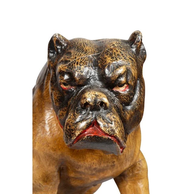 Brown Painted and Carved Wood Bulldog For Sale - Image 8 of 11
