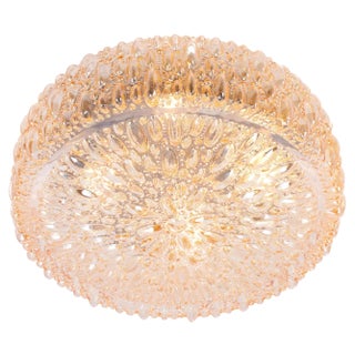 Large Round Textured Glass Flushmount by Limburg, 1970s For Sale