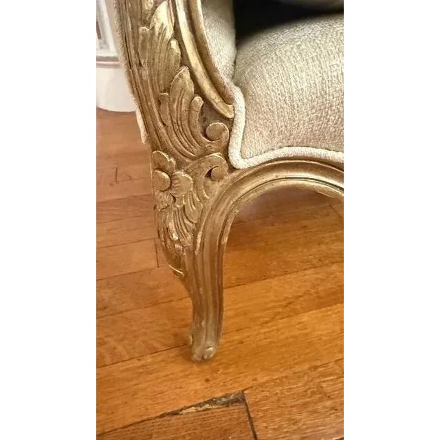 Pair of Early 20th Century Louis XV–Style Wingback Bergère Chairs With Gilt Frames For Sale - Image 14 of 16