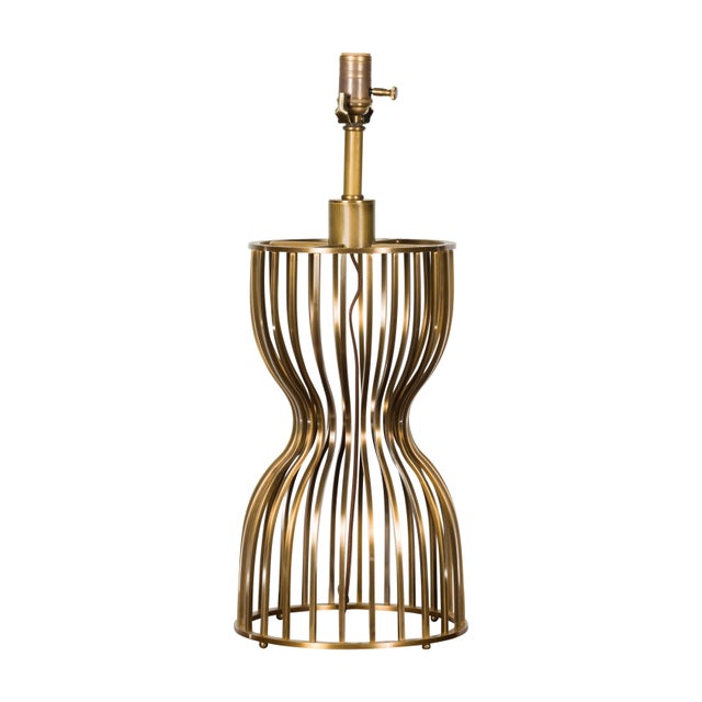 Mid 20th Century Italian Brass Hourglass Shaped Single Light Lamp, US Wired For Sale In Atlanta - Image 6 of 12
