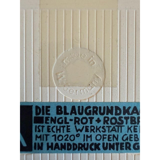 Vintage Alfred Evers Lübeck Blue Ceramic Tile Art Niederegger Marzipan For Sale - Image 4 of 5