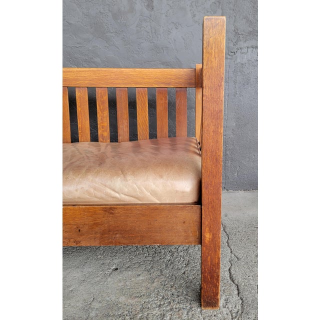 Stickley Mission Oak Settle / Sofa Signed Circa 1910 For Sale - Image 12 of 14