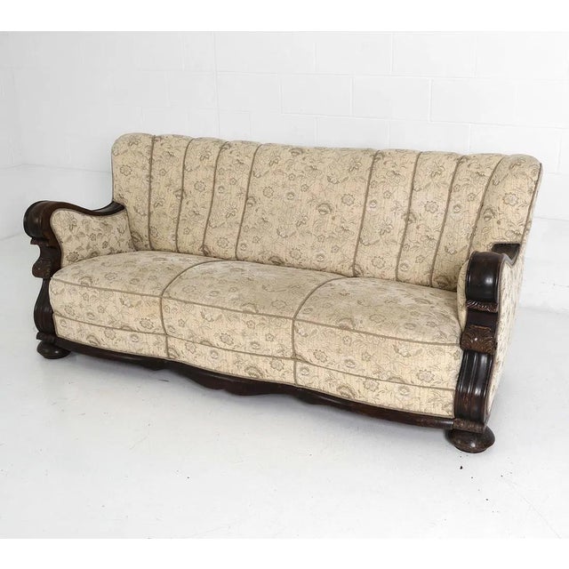 Mid-Century Modern 1940s Art Deco Scandinavian Channel Back Sofa For Sale - Image 3 of 18