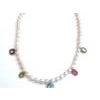 Bochic "Capri" Vintage Pearl, Ruby & Multi Gem Necklace Set 18K Gold & Silver For Sale - Image 16 of 18