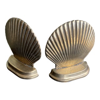 1970s Brass Shell Bookends - a Pair For Sale