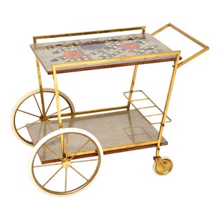Vintage Italian Brass Drinks Trolley, 1960s For Sale