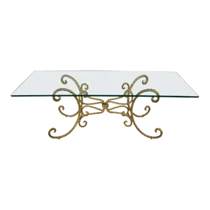 1950s Iron Twist & Glass Top Coffee Table