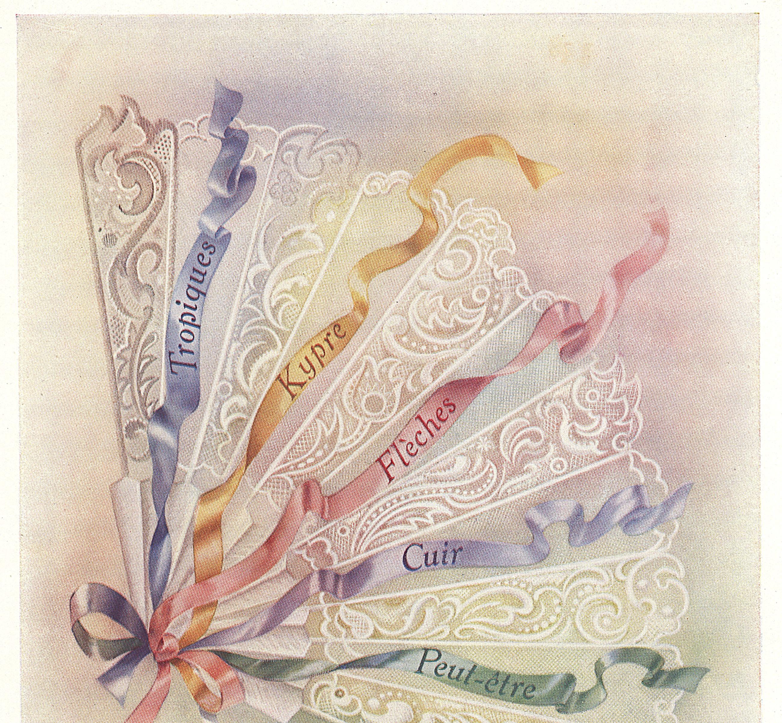 【人気/希少/額装済】LANCOMEビンテージポスター 1947 Mid-Century French Lancome Perfume Advertisement Print