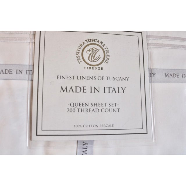 Tessitura Toscana Telerie Firenze Italian Made Queen 100% Cotton Percale Sheet Set. This set of luxurious cotton percale...