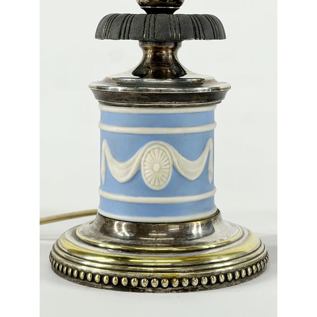 1960s Pair of Vintage Sister Jasperware Candlestick Lamps, Attributed to Wedgwood For Sale - Image 5 of 12