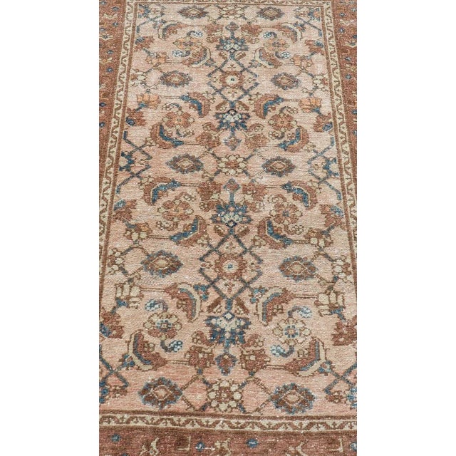 Tribal Antique Persian Hamadan Rug in Wool With All-Over Sub-Geometric Design For Sale - Image 3 of 12