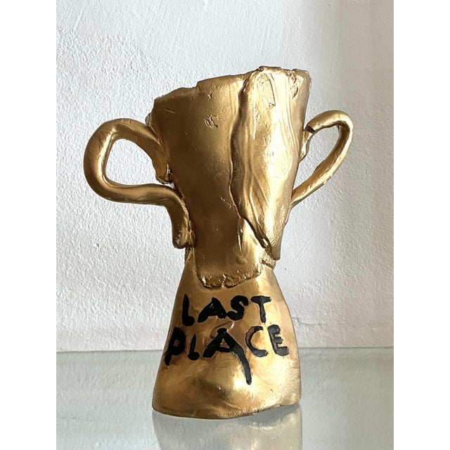 Vintage Ceramic Gold Plated Last Place Trophy For Sale - Image 12 of 12