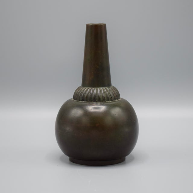 Bronze vase model no 104 from GAB, Guldsmedsaktiebolaget. Probably designed by Just Andersen, Denmark. This piece has an...
